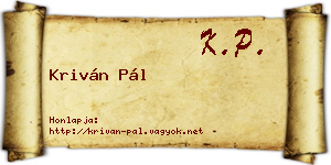 Kriván Pál névjegykártya
